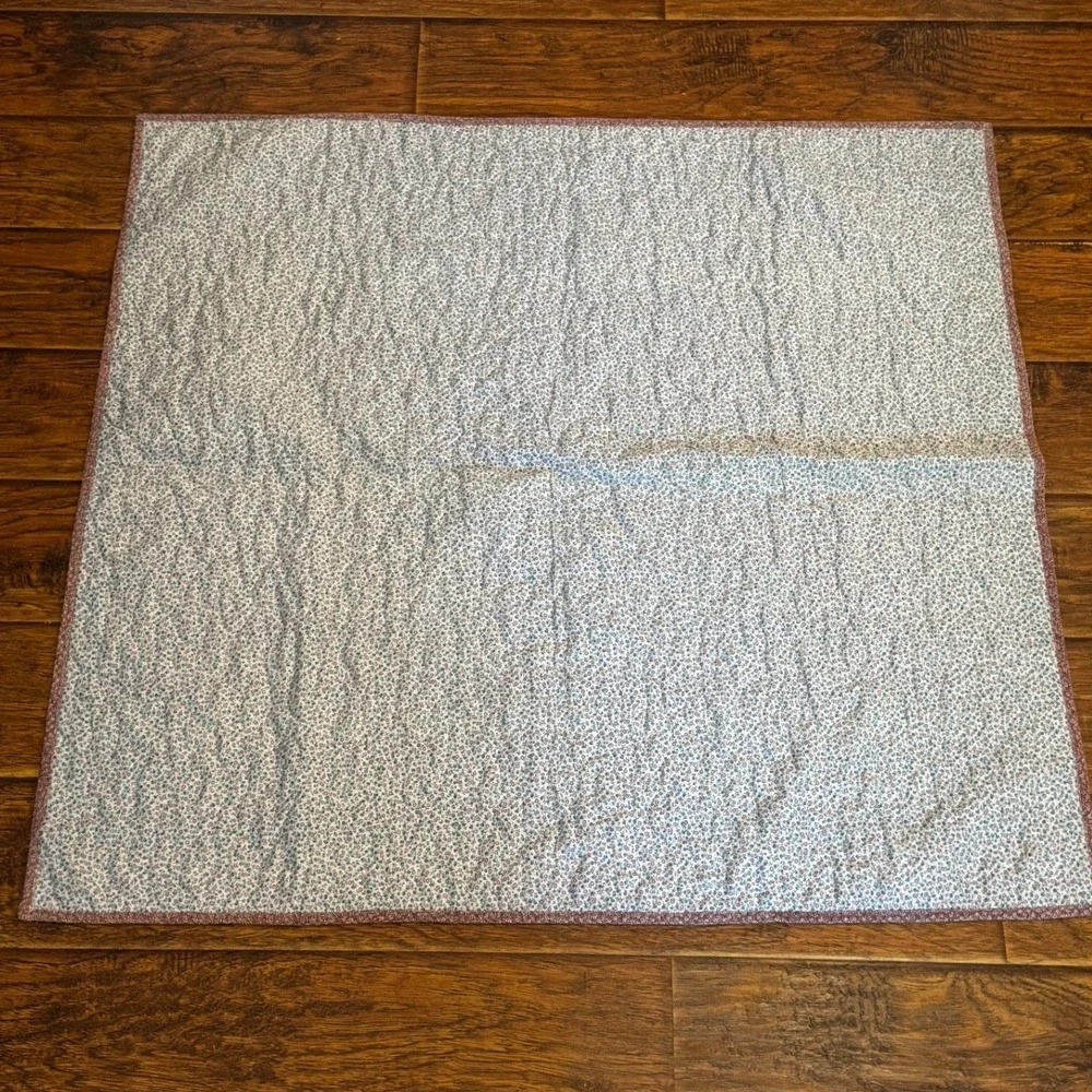 Vintage Patchwork Baby Quilt Blanket Floral Cottage Green Pink 39x41 Nursery